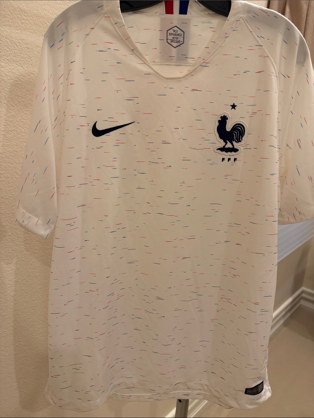 Nike Men’s  France FFF Soccer Jersey with Red & Blue Speckle